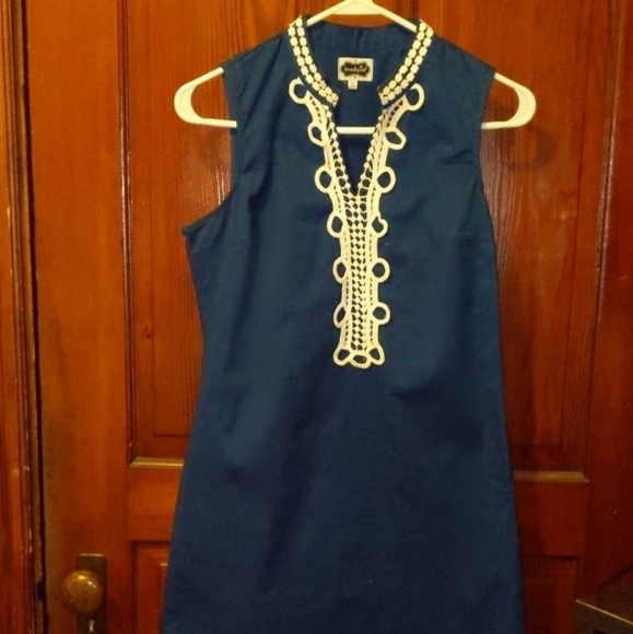 Navy blue classic shift dress - Picture 1 of 3